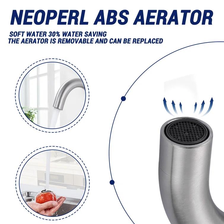 AVITAS TS14D05 Single Handle Stainless Steel Bar Kitchen Faucet With Swivel Spout And Deckplate