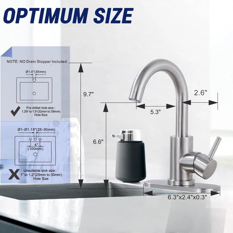 AVITAS TS14D05 Single Handle Stainless Steel Bar Kitchen Faucet With Swivel Spout And Deckplate