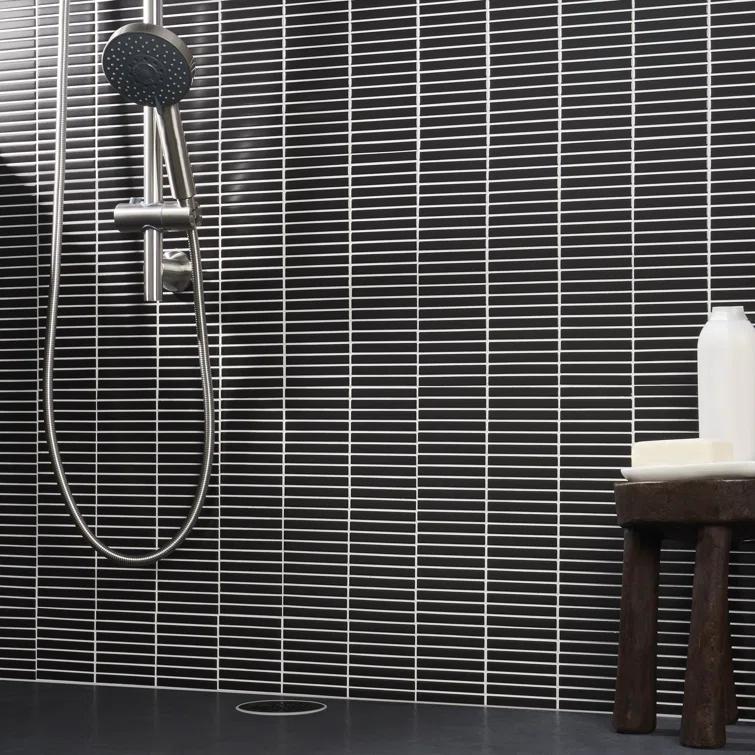 Monogram Stacked 11.19 In. X 11.9 In. Glossy Porcelain Mosaic Floor And Wall Tile (0.92 Sq. Ft. / Each)