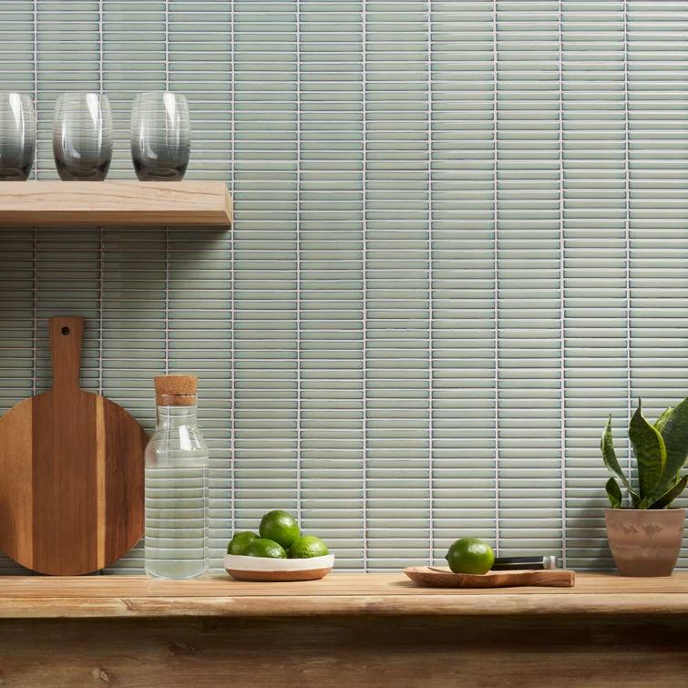 Monogram Stacked 11.19 In. X 11.9 In. Glossy Porcelain Mosaic Floor And Wall Tile (0.92 Sq. Ft. / Each)