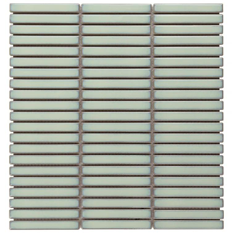 Monogram Stacked 11.19 In. X 11.9 In. Glossy Porcelain Mosaic Floor And Wall Tile (0.92 Sq. Ft. / Each)