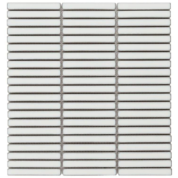 Monogram Stacked 11.19 In. X 11.9 In. Glossy Porcelain Mosaic Floor And Wall Tile (0.92 Sq. Ft. / Each)
