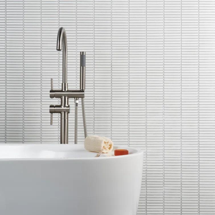 Monogram Stacked 11.19 In. X 11.9 In. Glossy Porcelain Mosaic Floor And Wall Tile (0.92 Sq. Ft. / Each)