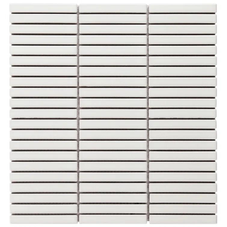 Monogram Stacked 11.19 In. X 11.9 In. Glossy Porcelain Mosaic Floor And Wall Tile (0.92 Sq. Ft. / Each)