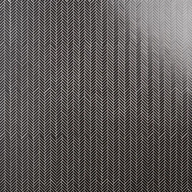 Monogram Herringbone 11.14 in. x 11.14 in. Glossy Porcelain Mosaic Floor And Wall Tile (0.86 Sq. Ft. / Each)