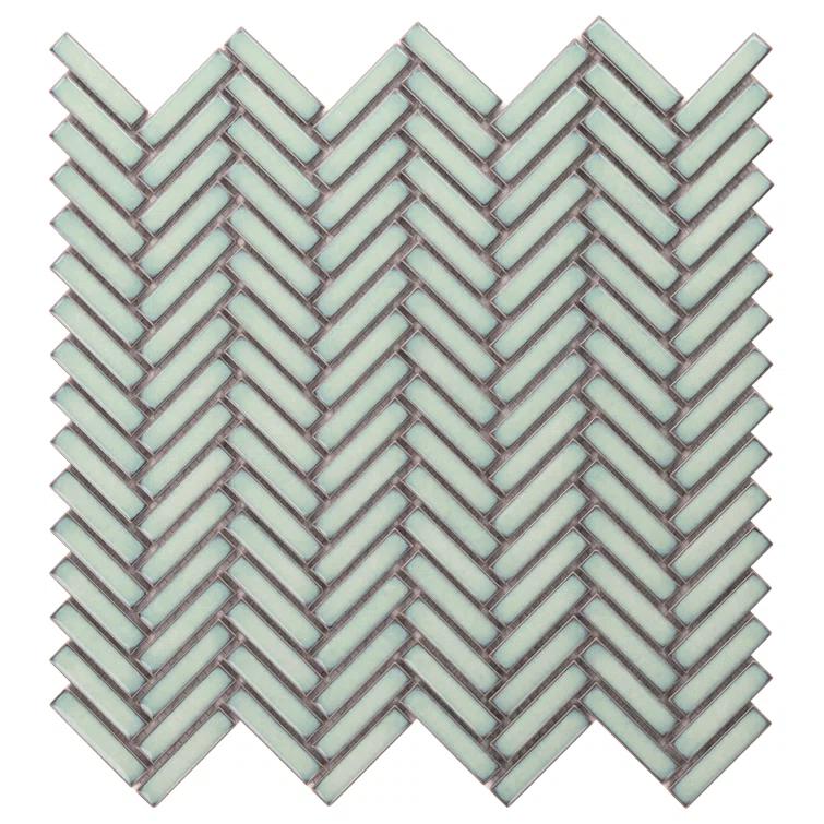 Monogram Herringbone 11.14 in. x 11.14 in. Glossy Porcelain Mosaic Floor And Wall Tile (0.86 Sq. Ft. / Each)