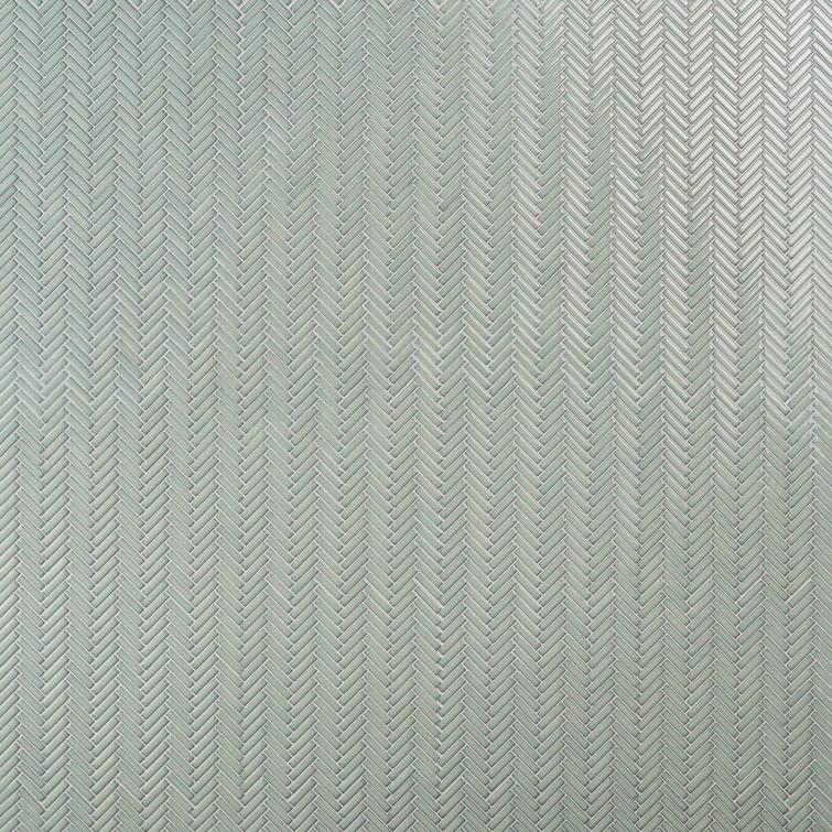 Monogram Herringbone 11.14 in. x 11.14 in. Glossy Porcelain Mosaic Floor And Wall Tile (0.86 Sq. Ft. / Each)