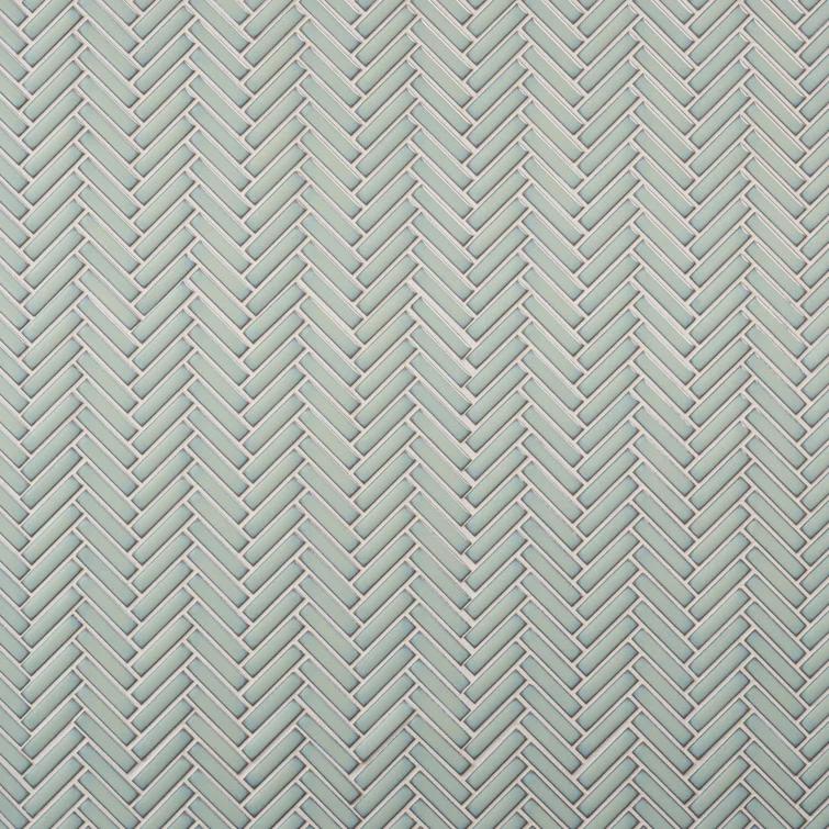 Monogram Herringbone 11.14 in. x 11.14 in. Glossy Porcelain Mosaic Floor And Wall Tile (0.86 Sq. Ft. / Each)