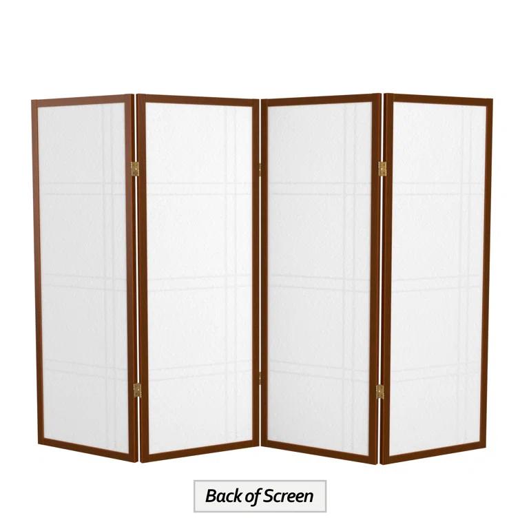 4 ft. Short Double Cross Shoji Screen - Walnut - 4 Panels