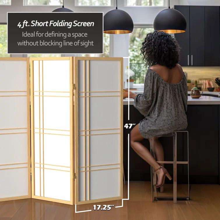 4 ft. Tall Shoji Privacy Screen w Strong Shade (6 Panels / Natural)