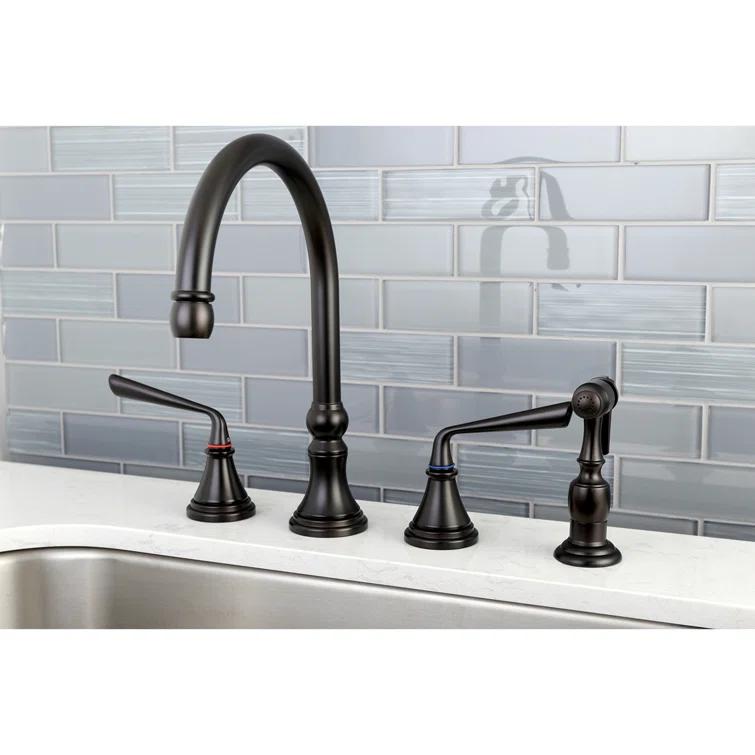 Kingston Brass Silver Sage Double-Handle Widespread Kitchen Faucet