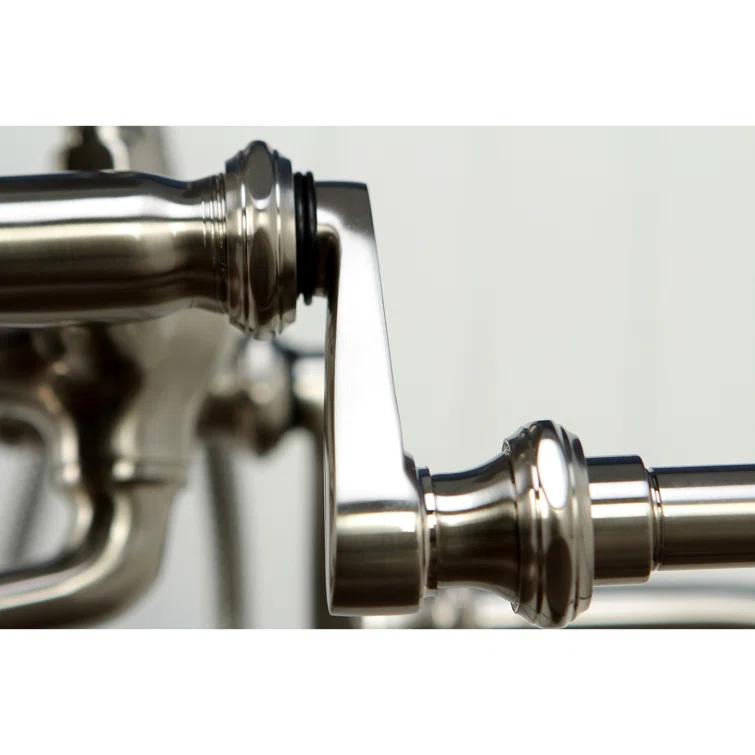 Kingston Brass Vintage Three-Handle 2-Hole Freestanding Clawfoot Tub Faucet Package with Supply Line and Hand Shower