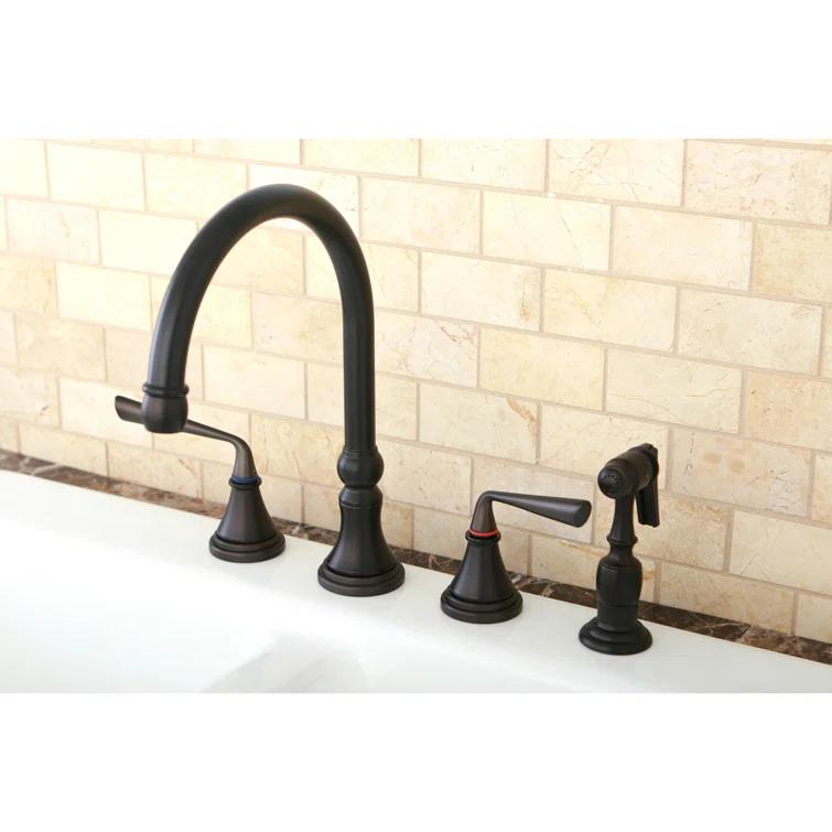 Kingston Brass Silver Sage Double-Handle Widespread Kitchen Faucet