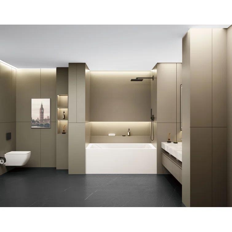 Kingston Brass Aqua Eden 54-Inch Acrylic Rectangular 3-Wall Alcove Tub