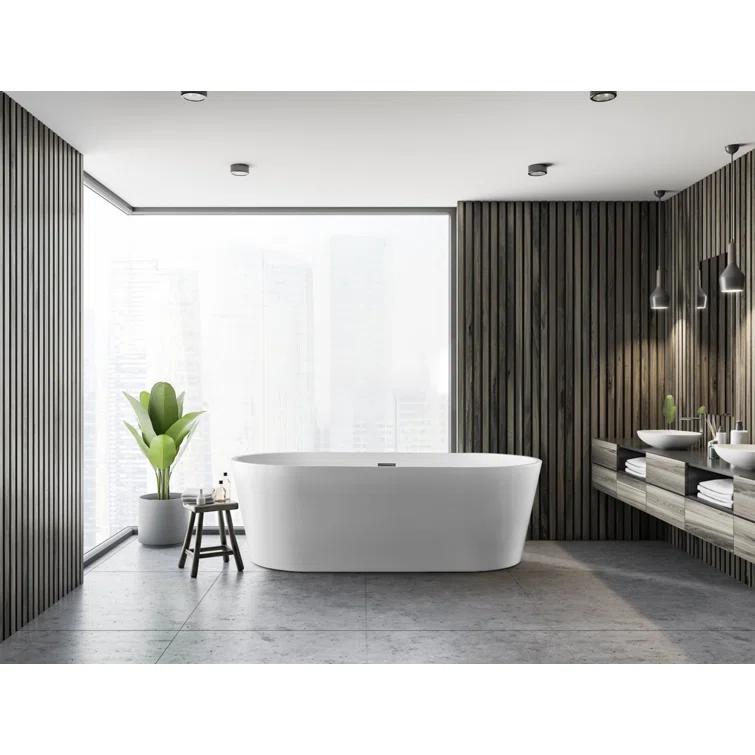 Kingston Brass Aqua Eden 71-Inch Acrylic Oval Double Ended Freestanding Tub with Drain