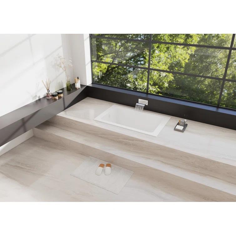 Kingston Brass Aqua Eden 54-Inch Acrylic Rectangular Drop-In Tub with Anti-Skid Surface