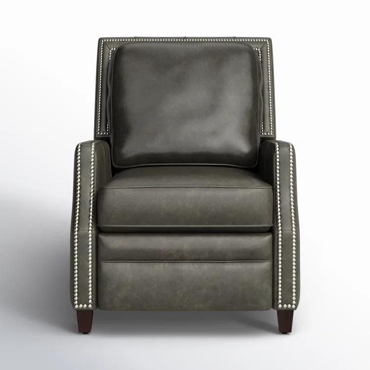 Safavieh  Couture Buddy Leather Nailhead Trim Recliner Dark Grey 30" W x 30" L x 37.5" H