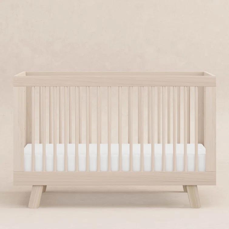 Babyletto Hudson Washed Natural Wood 3-in-1 Convertible Baby Crib with Toddler Bed Conversion Kit
