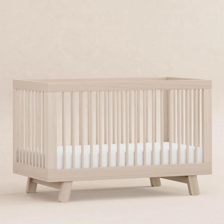 Babyletto Hudson Washed Natural Wood 3-in-1 Convertible Baby Crib with Toddler Bed Conversion Kit