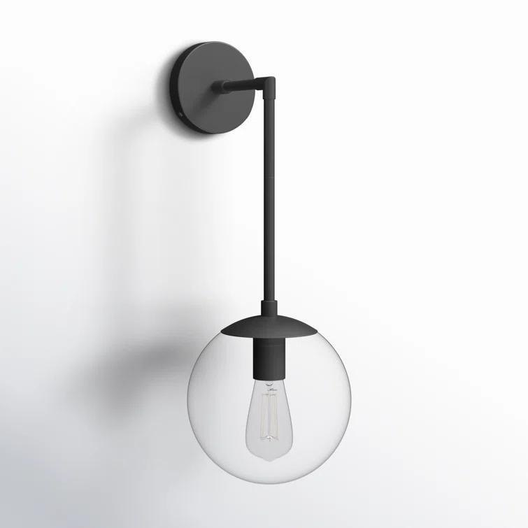Nathanson Single Light Glass Dimmable Armed Sconce