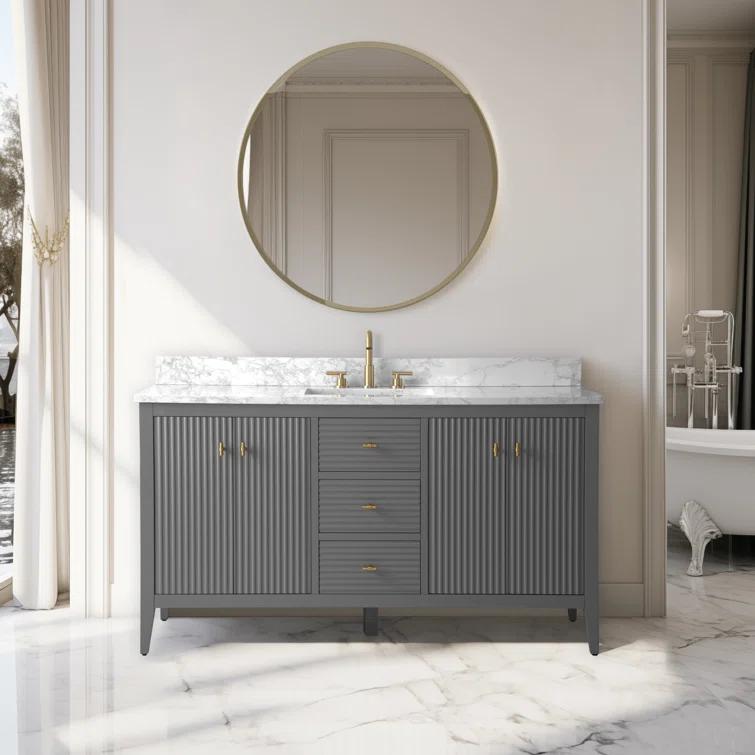 60'' Single Bathroom Vanity with Engineered Marble Top