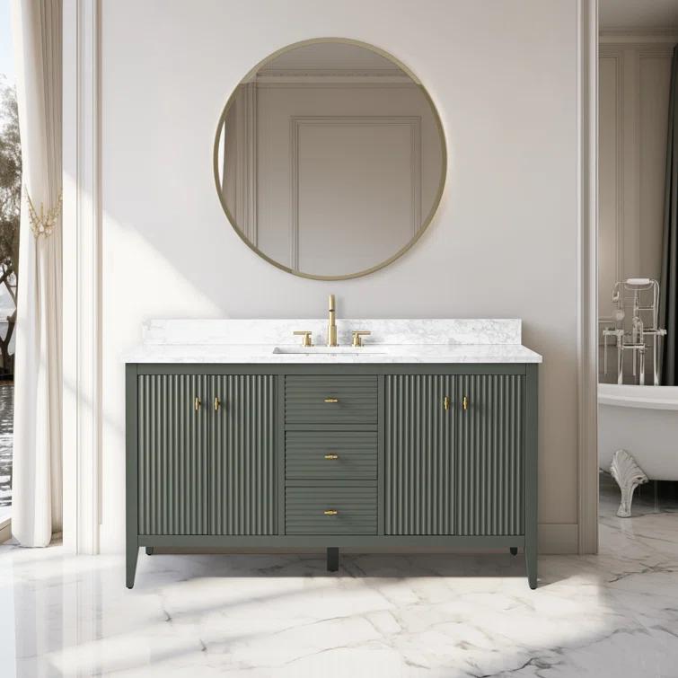60'' Single Bathroom Vanity with Engineered Marble Top