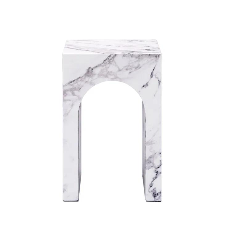 Fritzy Square End Table In White Engineered Stone