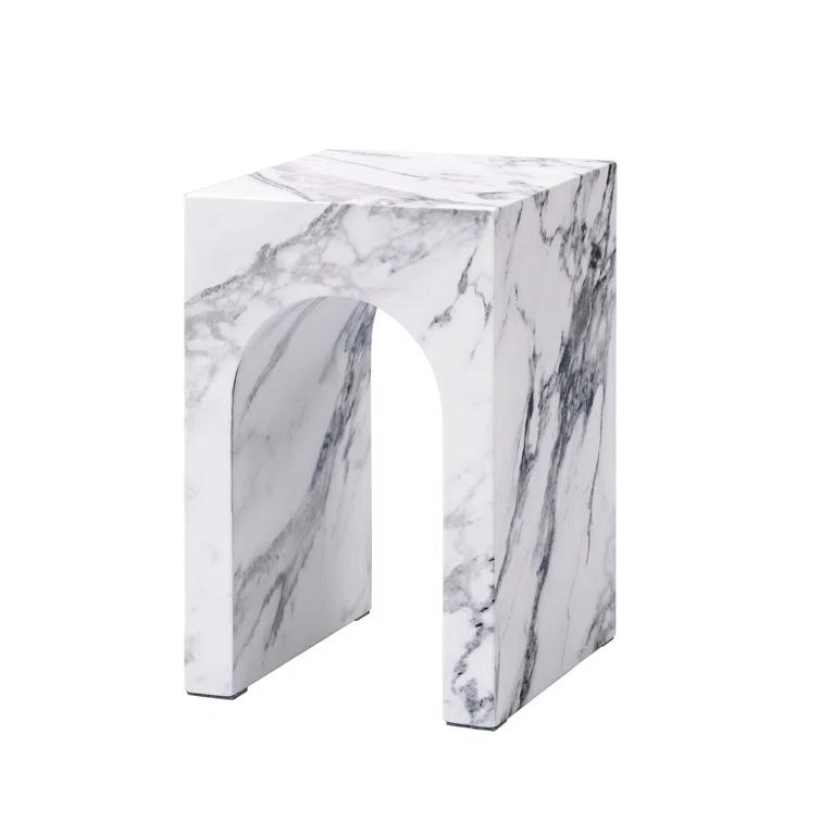 Fritzy Square End Table In White Engineered Stone