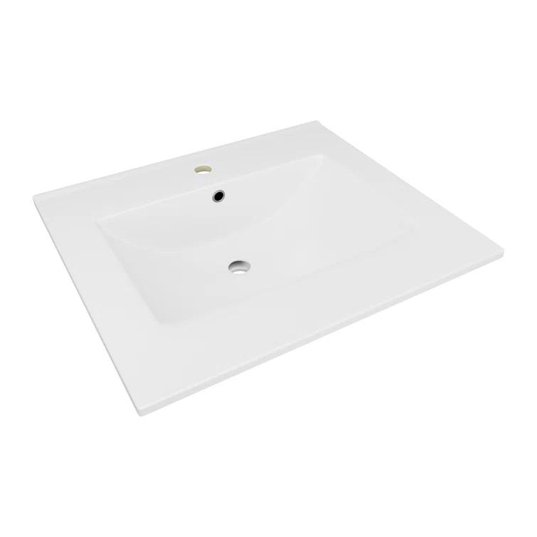 Eridanus Dayton 25" W x 22" D Vitreous China Vanity Top Sink in White with Single Faucet Hole (Sink Only)