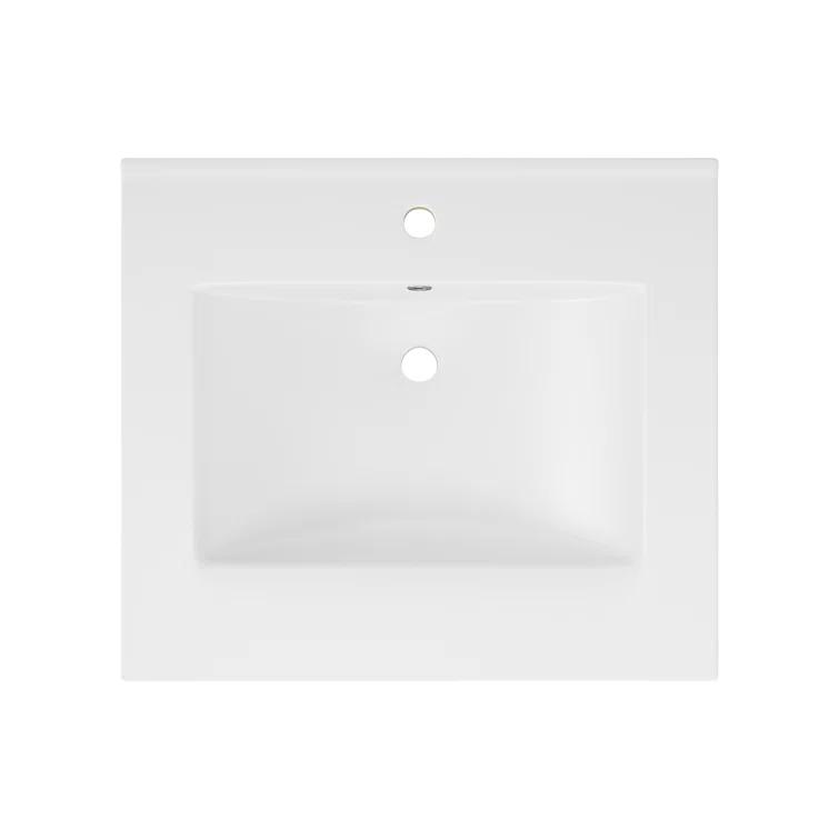 Eridanus Dayton 25" W x 22" D Vitreous China Vanity Top Sink in White with Single Faucet Hole (Sink Only)