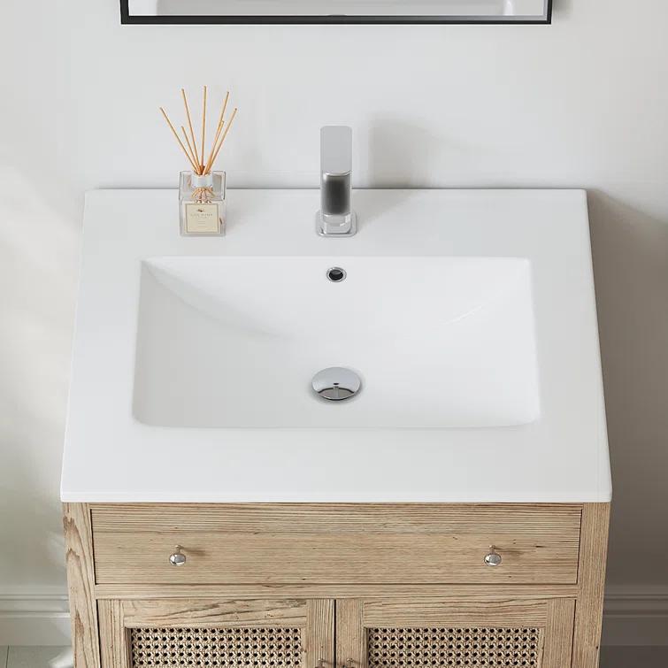 Eridanus Dayton 25" W x 22" D Vitreous China Vanity Top Sink in White with Single Faucet Hole (Sink Only)