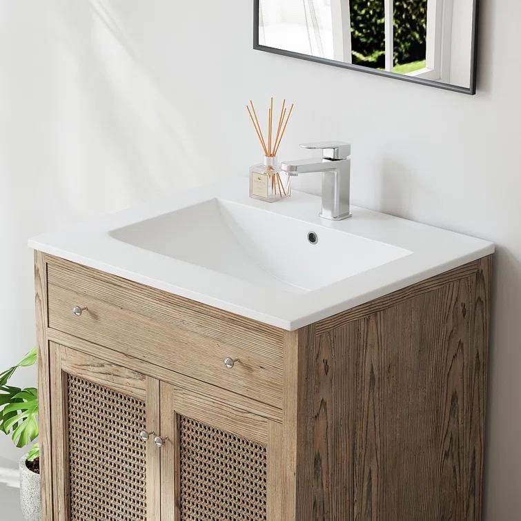 Eridanus Dayton 25" W x 22" D Vitreous China Vanity Top Sink in White with Single Faucet Hole (Sink Only)