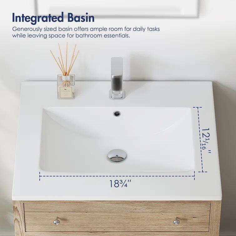 Eridanus Dayton 25" W x 22" D Vitreous China Vanity Top Sink in White with Single Faucet Hole (Sink Only)