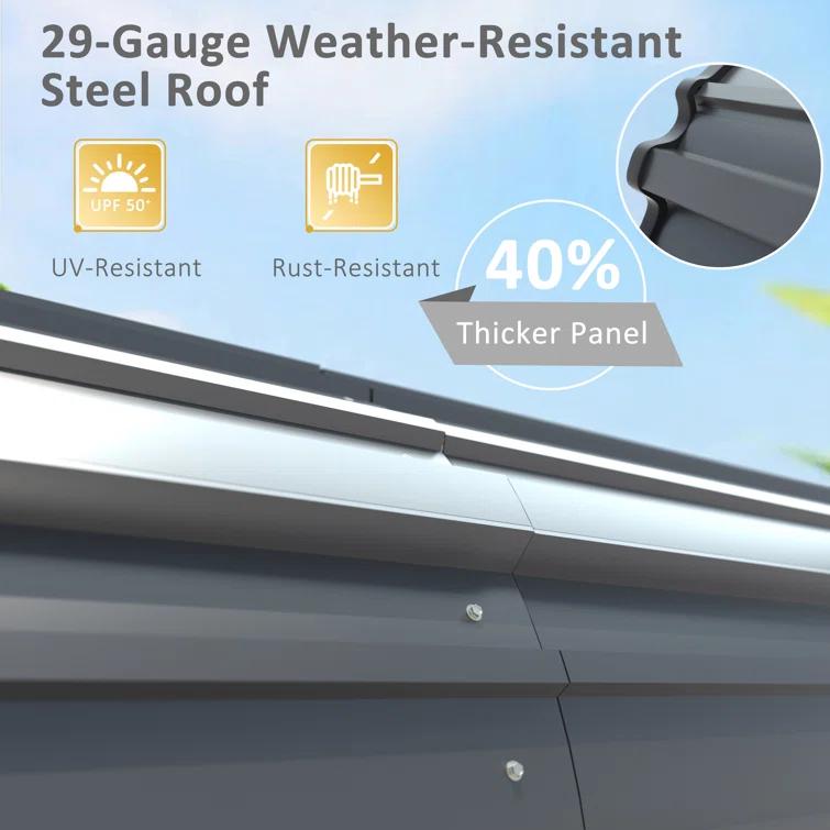 Veikous Steel Carport, Galvanized Multiple Sizes