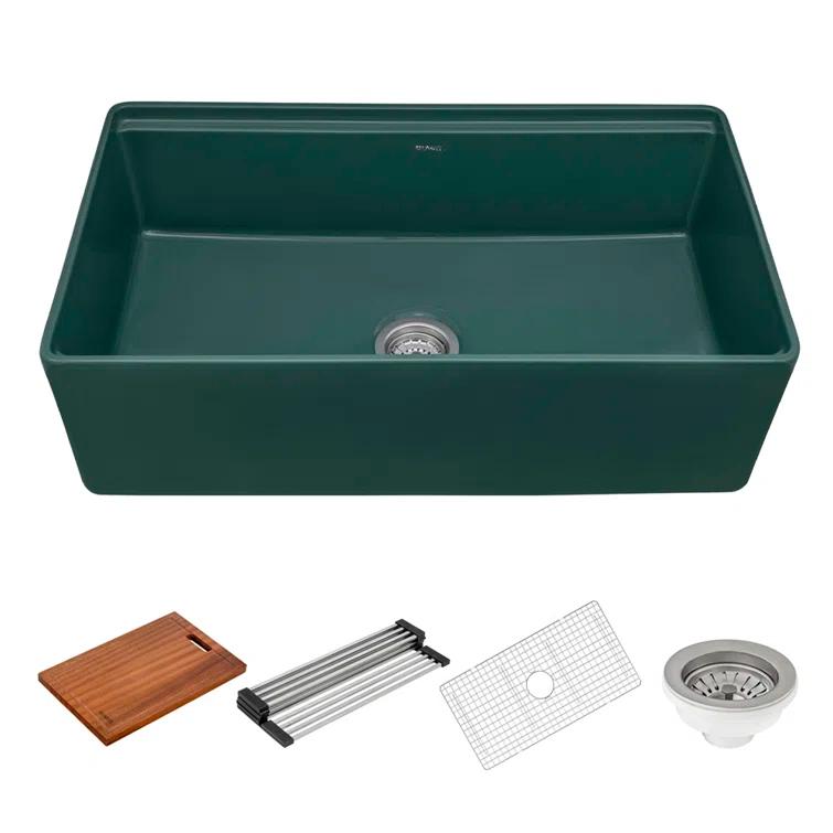 Ruvati 33 inch Fireclay Workstation Farmhouse Kitchen Sink Apron Front Single Bowl