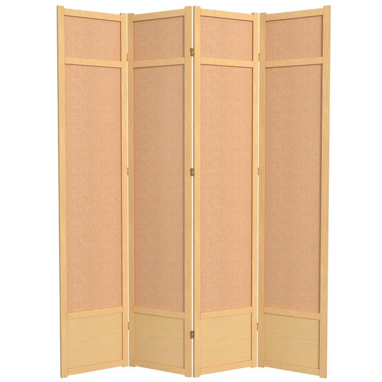 Oriental Furniture 7 Ft Tall Jute Shoji Screen, Natural, 4 panel