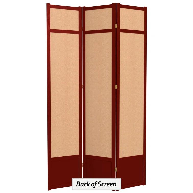 Oriental Furniture 7 Ft Tall Jute Shoji Screen, Rosewood color, 3 panel, jute, Transitional