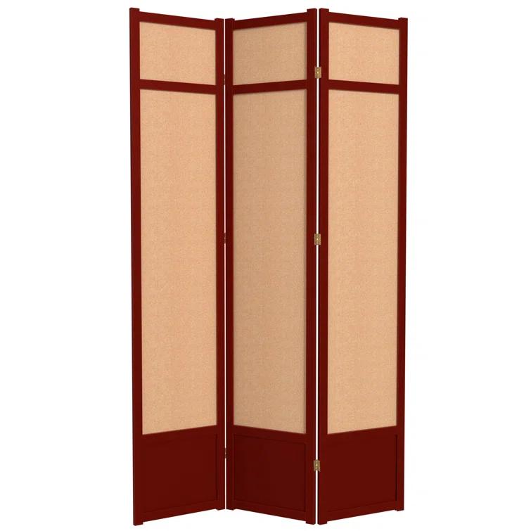 Oriental Furniture 7 Ft Tall Jute Shoji Screen, Rosewood color, 3 panel, jute, Transitional