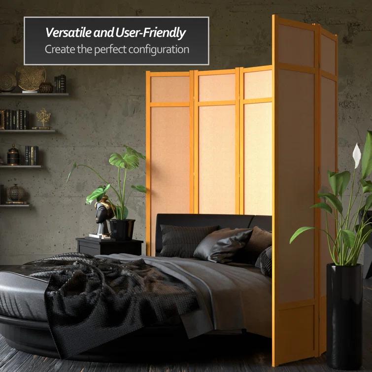 Oriental Furniture 7 Ft Tall Jute Shoji Screen, honey, 4 panel