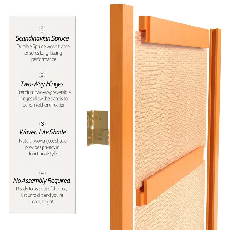 Oriental Furniture 7 Ft Tall Jute Shoji Screen, honey, 4 panel