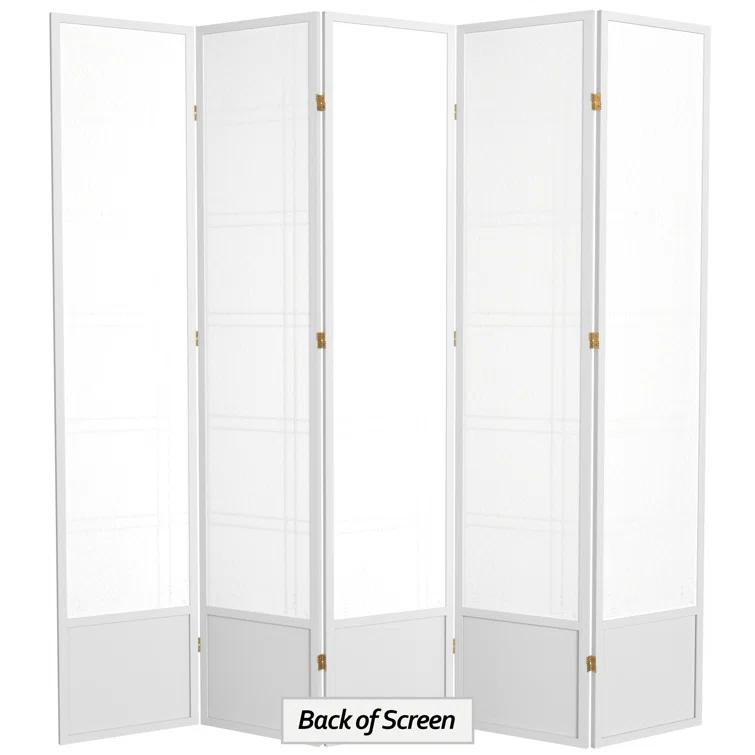 Oriental Furniture 7 ft. Tall Double Cross Shoji Screen - White - 5 Panel