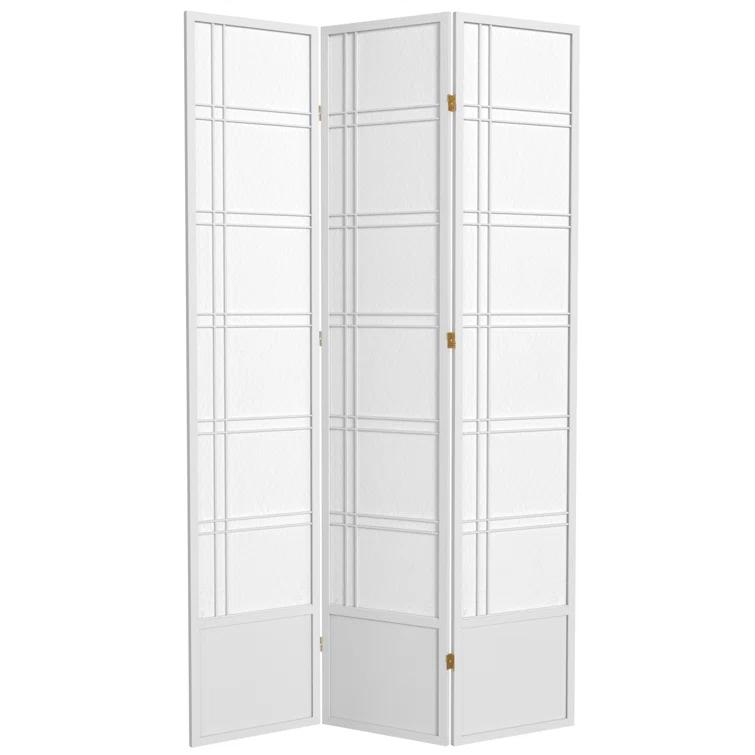 Oriental Furniture 7 ft. Tall Double Cross Shoji Screen - White - 3 Panel