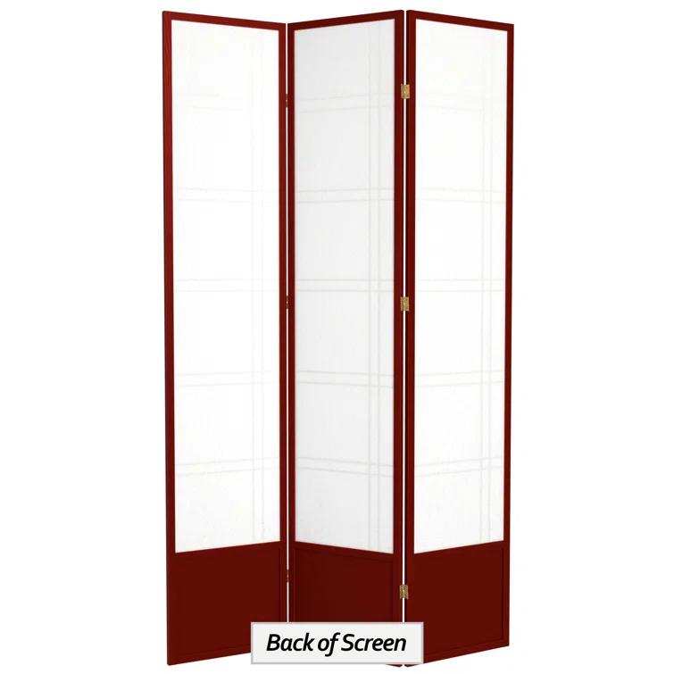Handmade 84-inch Double-cross Wood/Rice-paper Shoji Screen (China) 3 Panel Rosewood