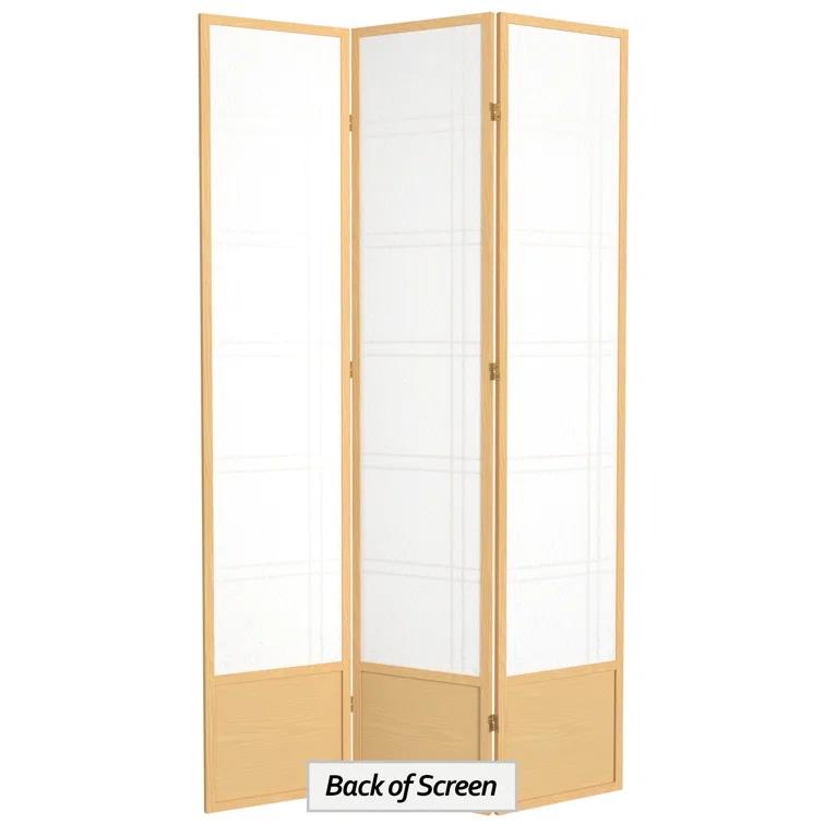 Handmade 84-inch Double-cross Wood/Rice-paper Shoji Screen (China) 3 Panel Natural