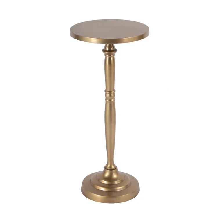 Langford Round Black and Gold Metal Side Table