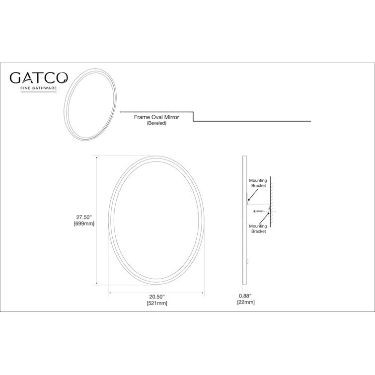 Flush Mount Framed Bathroom Vanity Mirror | Oval Framed Wall Mirror with Beveled Edge | Decorative Wall Mirror for Bathroom, Bedroom, Hallway, Entryway