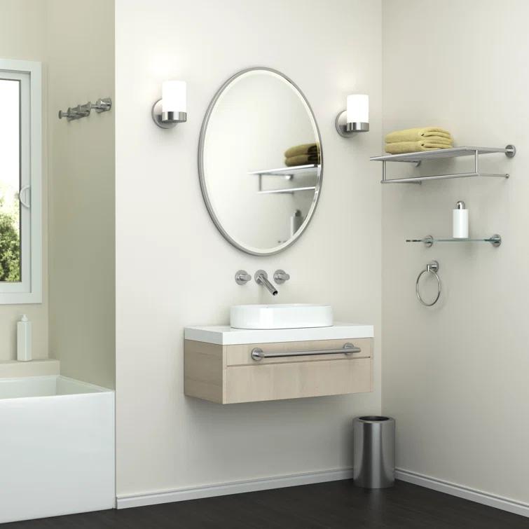 Flush Mount Framed Bathroom Vanity Mirror | Oval Framed Wall Mirror with Beveled Edge | Decorative Wall Mirror for Bathroom, Bedroom, Hallway, Entryway