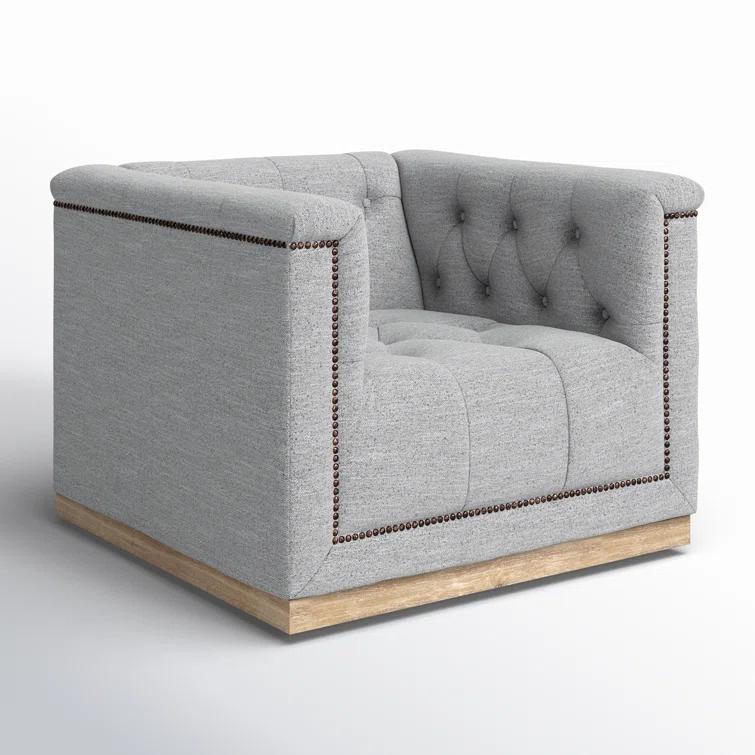 Light Grey Leather Upholstered Swivel Chair