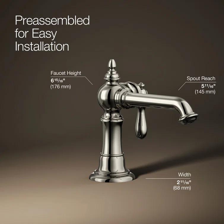 Artifacts® Single Hole Bathroom Faucet with Drain Assembly