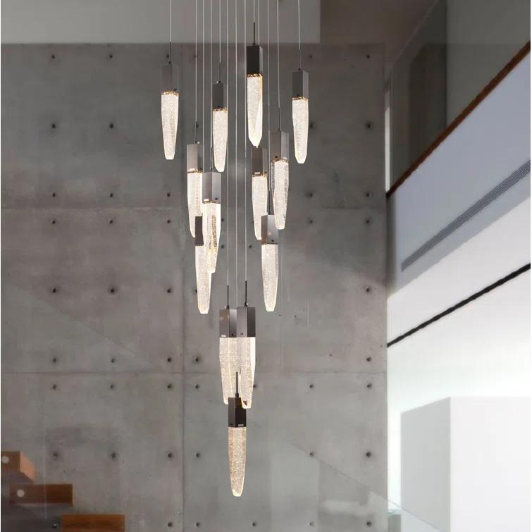 Bethel International Chandelier Black  Metal & Crystal
